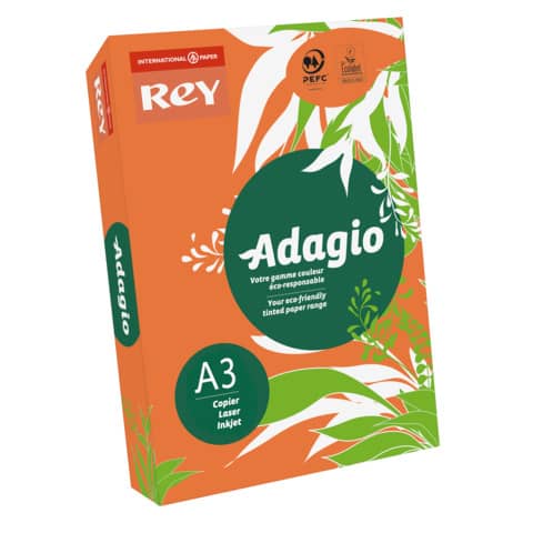 Carta colorata A3 Sylvamo Rey Adagio 80 g/m² arancio 21 - Risma da 500 fogli - ADAGI080X673